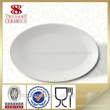 Pratos de placas de cerâmica de logotipo personalizado, prato oval de porcelana de grés